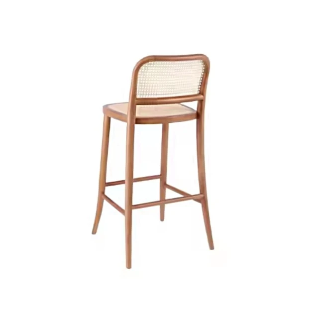 modern wooden real rattan dining bar stools(3)
